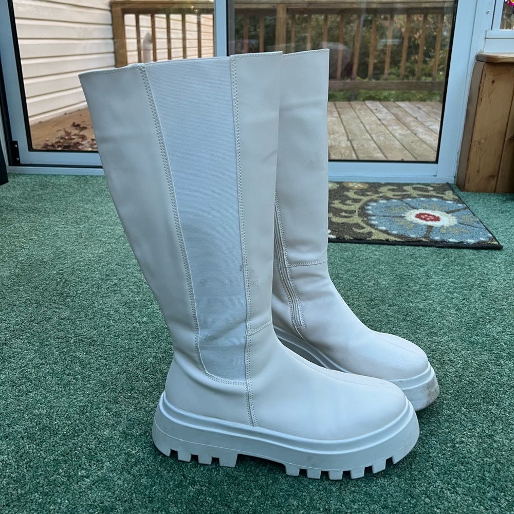 White Platform Tall Boots